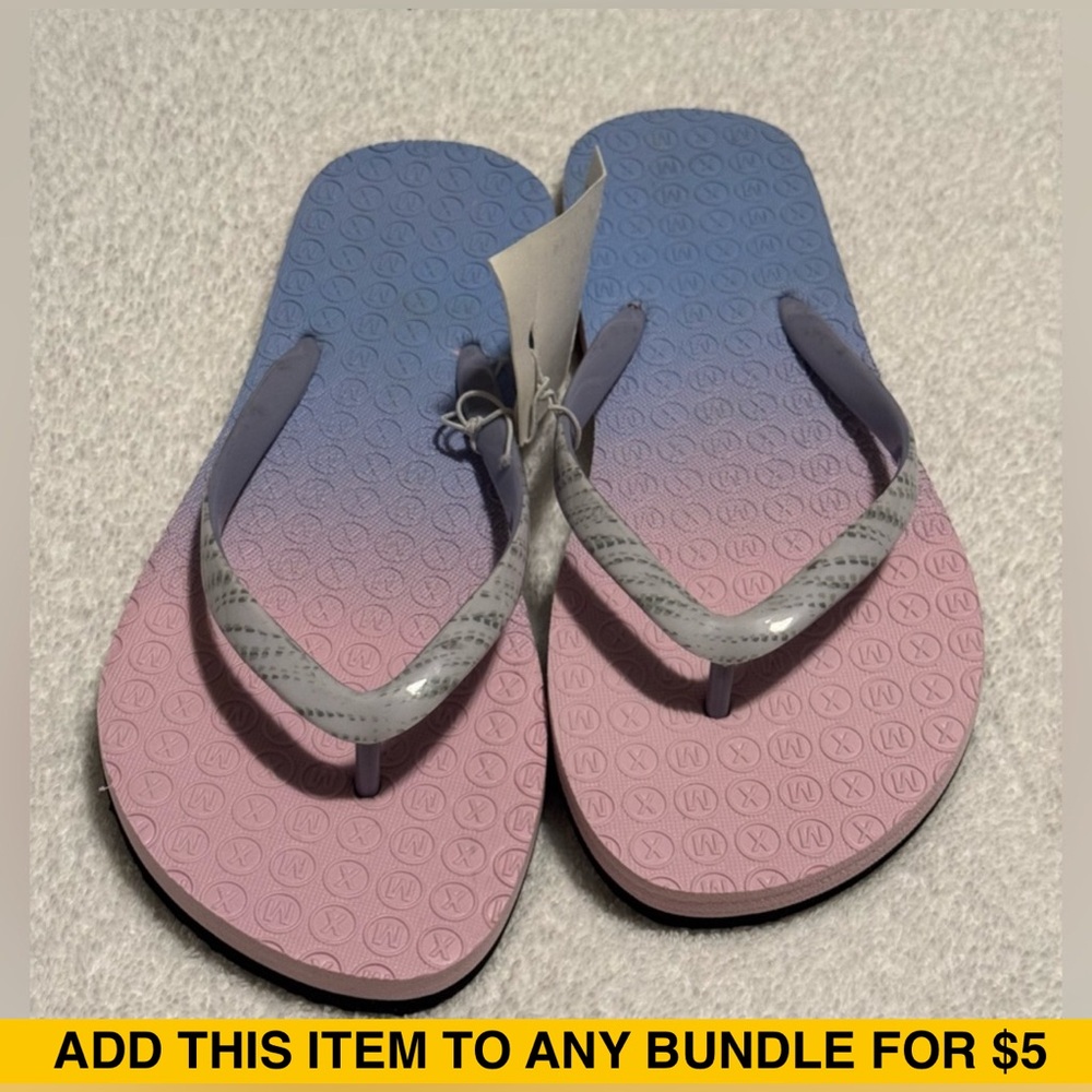 XimiVogue Pink to Blue Purple Ombre Gradient Flip Flops Casual Sandals